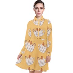 Christmas December Autumn Pattern Long Sleeve Chiffon Shirt Dress by Pakjumat