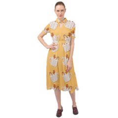 Christmas December Autumn Pattern Keyhole Neckline Chiffon Dress by Pakjumat