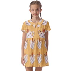 Christmas December Autumn Pattern Kids  Asymmetric Collar Dress by Pakjumat