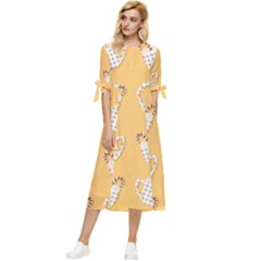 Christmas December Autumn Pattern Bow Sleeve Chiffon Midi Dress by Pakjumat