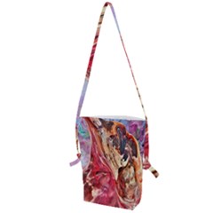 Marbling Blend  Folding Shoulder Bag by kaleidomarblingart