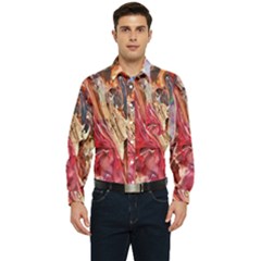 Marbling Blend  Men s Long Sleeve Pocket Shirt  by kaleidomarblingart