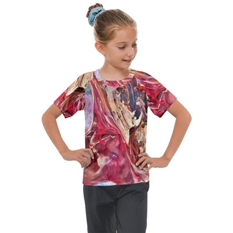 Marbling Blend  Kids  Mesh Piece T-shirt by kaleidomarblingart