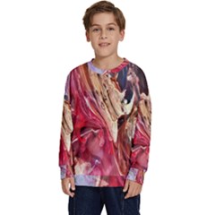 Marbling Blend  Kids  Crewneck Sweatshirt by kaleidomarblingart