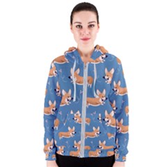 Corgi Patterns Women s Zipper Hoodie