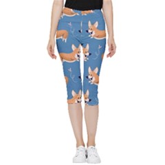 Corgi Patterns Inside Out Lightweight Velour Capri Leggings 