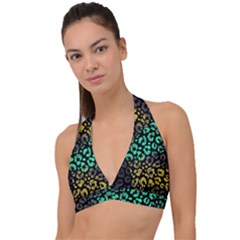 Abstract Geometric Seamless Pattern With Animal Print Halter Plunge Bikini Top by Amaryn4rt