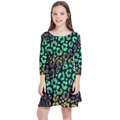 Abstract Geometric Seamless Pattern With Animal Print Kids  Quarter Sleeve Skater Dress by Amaryn4rt