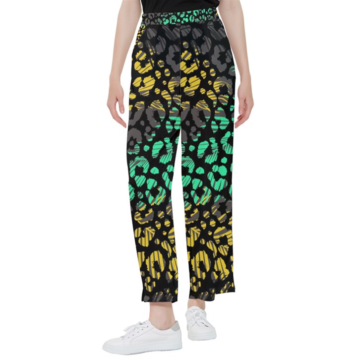 Abstract Geometric Seamless Pattern With Animal Print Women s Pants 