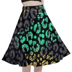 Abstract Geometric Seamless Pattern With Animal Print A-line Full Circle Midi Skirt With Pocket by Amaryn4rt