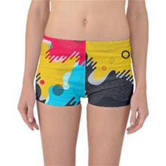 Abstract Colorful Pattern Shape Design Background Reversible Boyleg Bikini Bottoms by Amaryn4rt