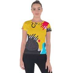 Abstract Colorful Pattern Shape Design Background Short Sleeve Sports Top  by Amaryn4rt