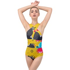 Abstract Colorful Pattern Shape Design Background Cross Front Low Back Swimsuit by Amaryn4rt