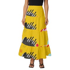 Abstract Colorful Pattern Shape Design Background Tiered Ruffle Maxi Skirt by Amaryn4rt