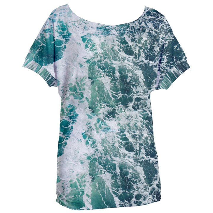 Blue Ocean Waves Women s Oversized T-Shirt