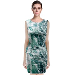 Blue Ocean Waves Sleeveless Velvet Midi Dress by Jack14