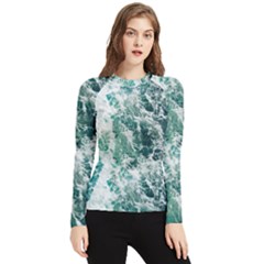 Blue Ocean Waves Women s Long Sleeve Rash Guard by Jack14