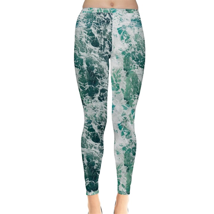 Blue Ocean Waves Inside Out Leggings