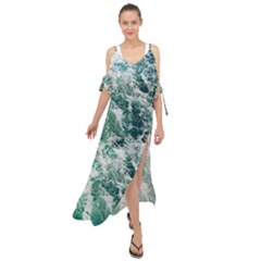 Blue Ocean Waves Maxi Chiffon Cover Up Dress by Jack14