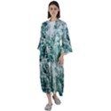 Blue Ocean Waves Maxi Satin Kimono View1