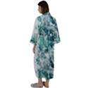 Blue Ocean Waves Maxi Satin Kimono View2