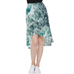 Blue Ocean Waves Frill Hi Low Chiffon Skirt by Jack14