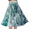 Blue Ocean Waves A-Line Full Circle Midi Skirt With Pocket View1