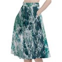 Blue Ocean Waves A-Line Full Circle Midi Skirt With Pocket View2