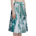 Blue Ocean Waves A-Line Full Circle Midi Skirt With Pocket View3