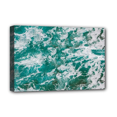 Blue Ocean Waves 2 Deluxe Canvas 18  X 12  (stretched) by Jack14