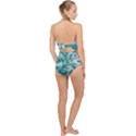 Blue Ocean Waves 2 Scallop Top Cut Out Swimsuit View2