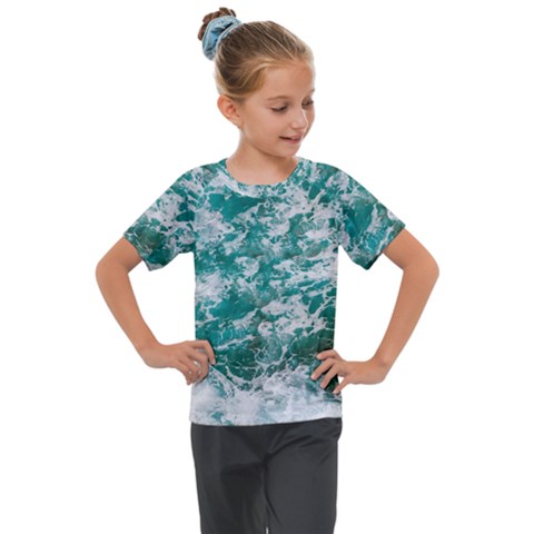 Blue Ocean Waves 2 Kids  Mesh Piece T-shirt by Jack14