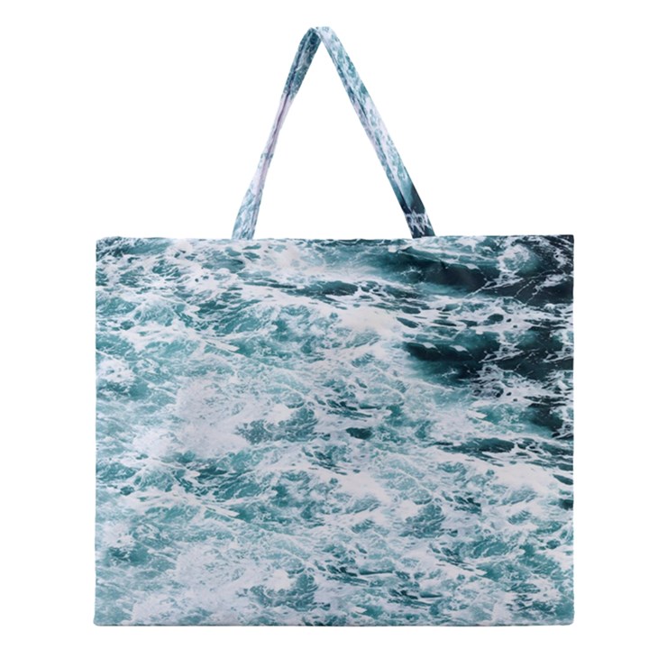 Ocean Wave Zipper Large Tote Bag