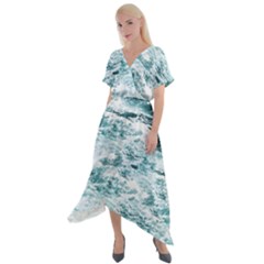 Ocean Wave Cross Front Sharkbite Hem Maxi Dress by Jack14