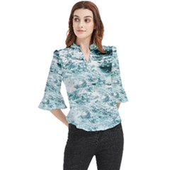 Ocean Wave Loose Horn Sleeve Chiffon Blouse