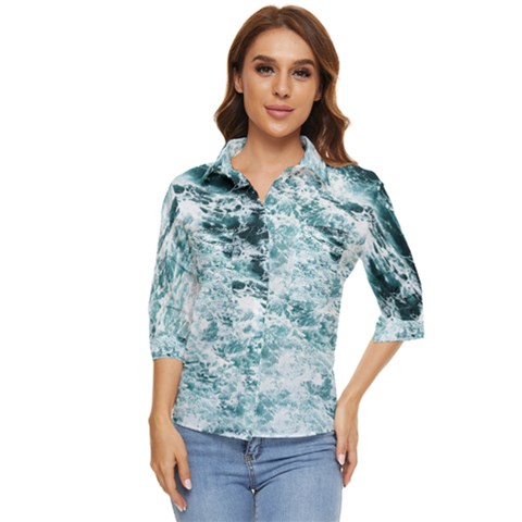 Ocean Wave Women s Quarter Sleeve Pocket Shirt by Jack14