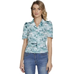 Ocean Wave Puffed Short Sleeve Button Up Jacket