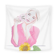 Girl Pink Square Tapestry (large)