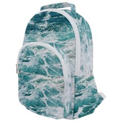 Blue Crashing Ocean Wave Rounded Multi Pocket Backpack by Jack14