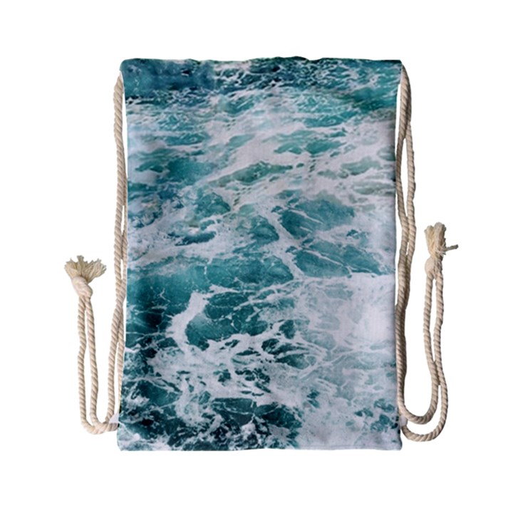 Blue Crashing Ocean Wave Drawstring Bag (Small)