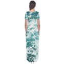 Blue Crashing Ocean Wave Short Sleeve Maxi Dress View2