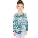 Blue Crashing Ocean Wave Kids  Long Sleeve T-Shirt View1