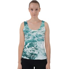 Blue Crashing Ocean Wave Velvet Tank Top by Jack14