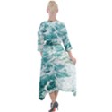 Blue Crashing Ocean Wave Quarter Sleeve Wrap Front Maxi Dress View2