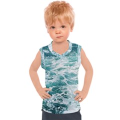 Blue Crashing Ocean Wave Kids  Sport Tank Top