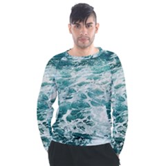 Blue Crashing Ocean Wave Men s Long Sleeve Raglan T-shirt