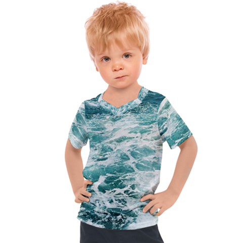 Blue Crashing Ocean Wave Kids  Sports T-shirt by Jack14