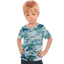 Blue Crashing Ocean Wave Kids  Sports T-Shirt View1