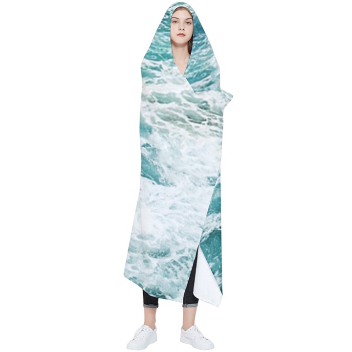 Blue Crashing Ocean Wave Wearable Blanket