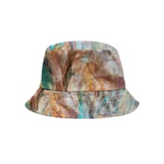 Green On Ochre Blend Inside Out Bucket Hat (kids) by kaleidomarblingart